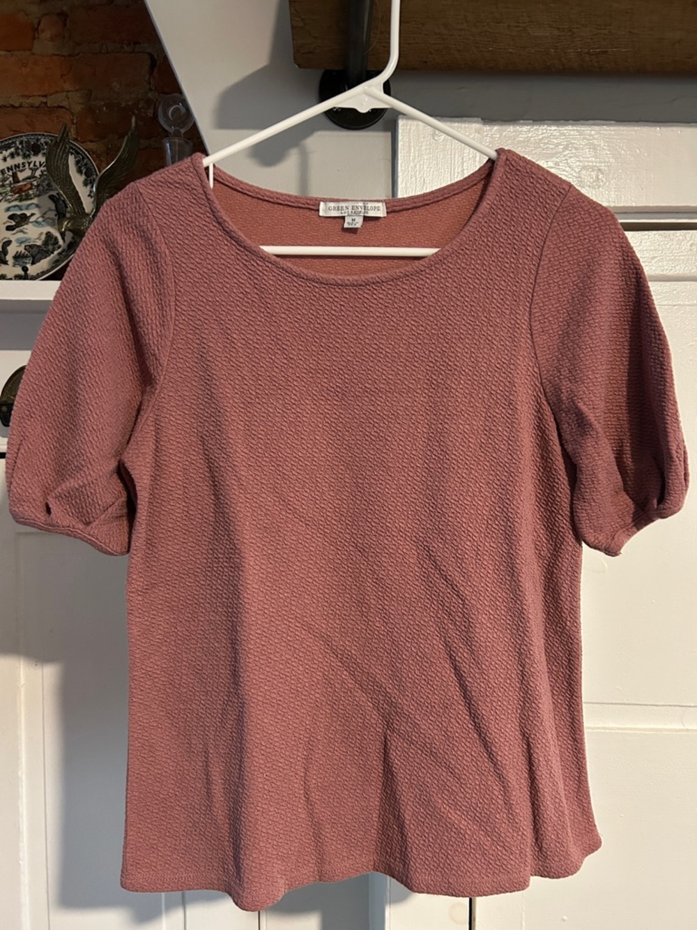 Dusty Rose Textured Short-Sleeve Top